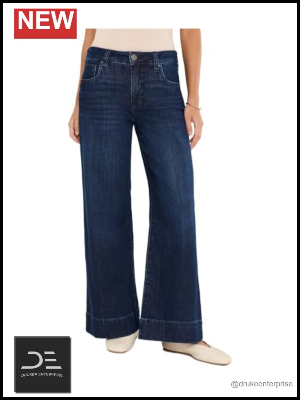 High-Rise Wide Leg Jeans Belt Loops Zip Fly